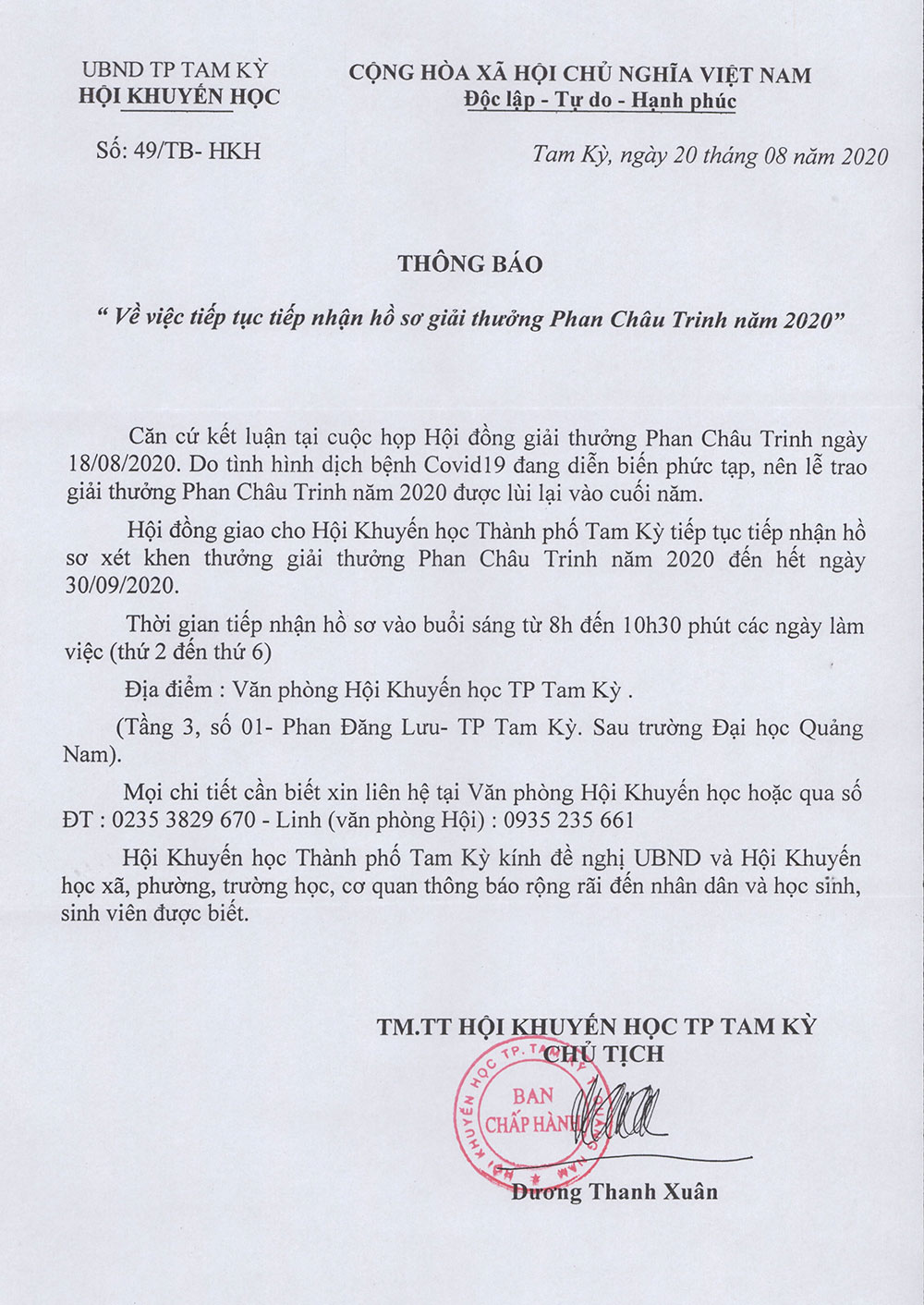 tb tiep tuc nhan giai thuong PCT